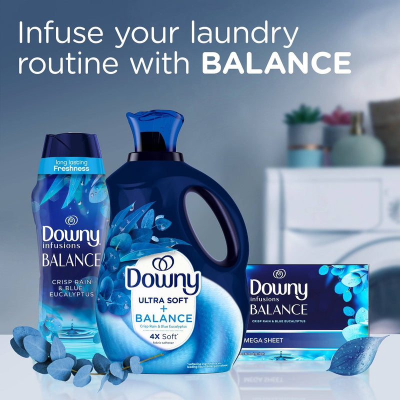 Downy Ultra Soft + Balance Crisp Rain & Blue Eucalyptus Liquid Fabric Softener - 93 fl oz