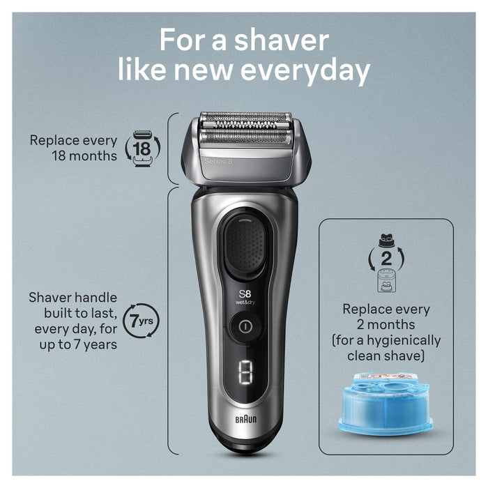 BRAUN SERIES 8-8567CC RECHARGEABLE WET & DRY SHAVER + SMARTCARE CENTER
