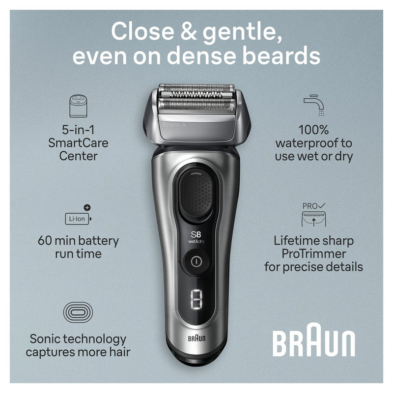 BRAUN SERIES 8-8567CC RECHARGEABLE WET & DRY SHAVER + SMARTCARE CENTER