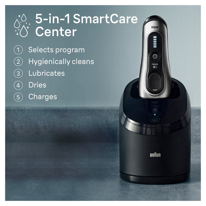 BRAUN SERIES 8-8567CC RECHARGEABLE WET & DRY SHAVER + SMARTCARE CENTER