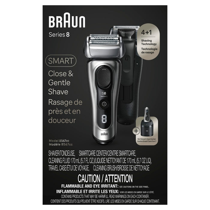 BRAUN SERIES 8-8567CC RECHARGEABLE WET & DRY SHAVER + SMARTCARE CENTER