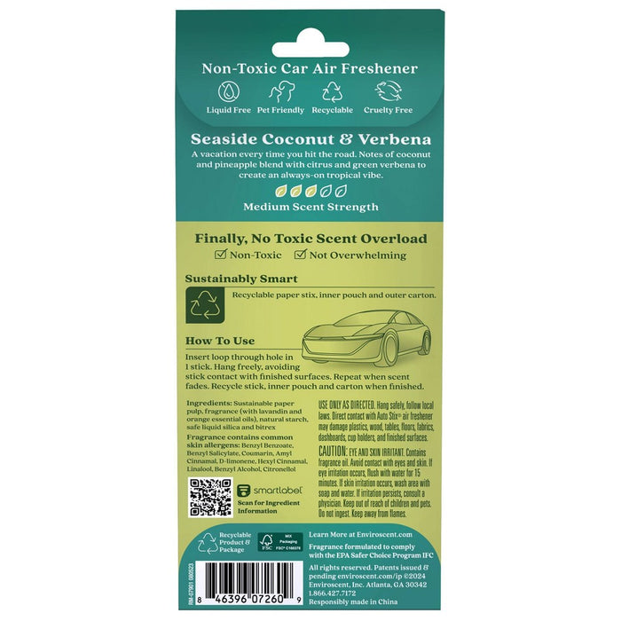 Enviroscent Auto Stix 2pk Seaside Coconut and Verbena