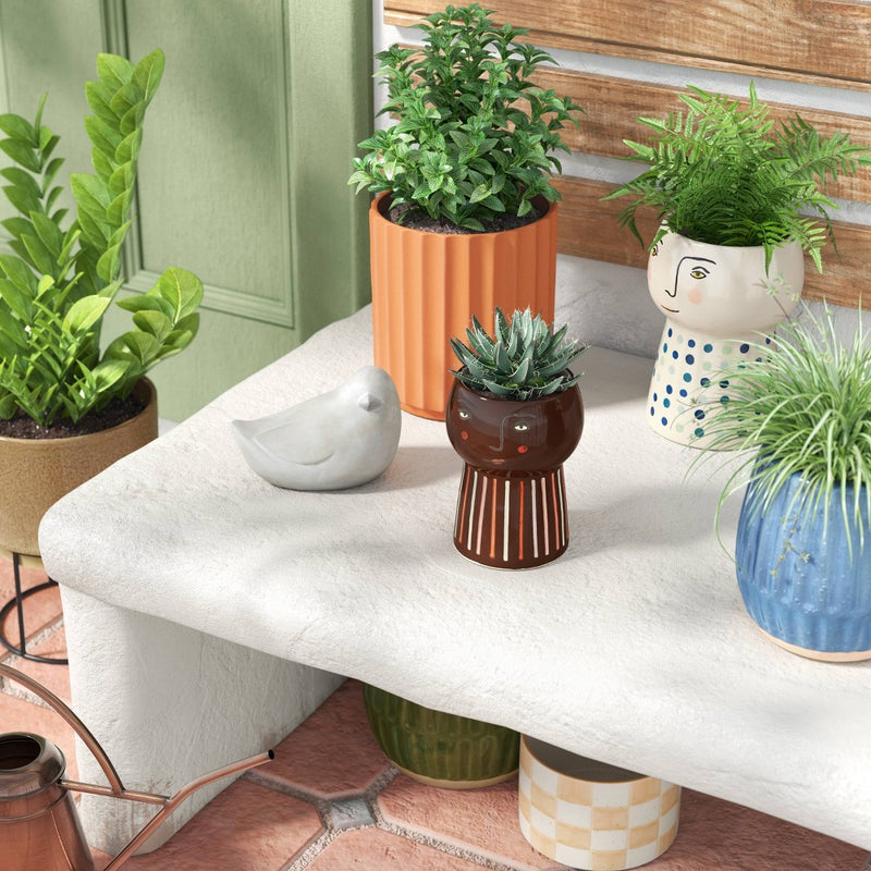 Family Ceramic Indoor Outdoor Planter Pot Dark Brown/Multicolor 4.33"x4.33" - Threshold