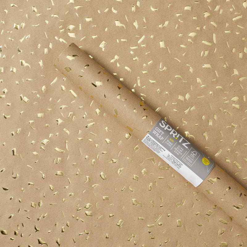 Brown Gold Foil Speckled Gift Wrap - Spritz (LOCAL PICKUP ONLY)