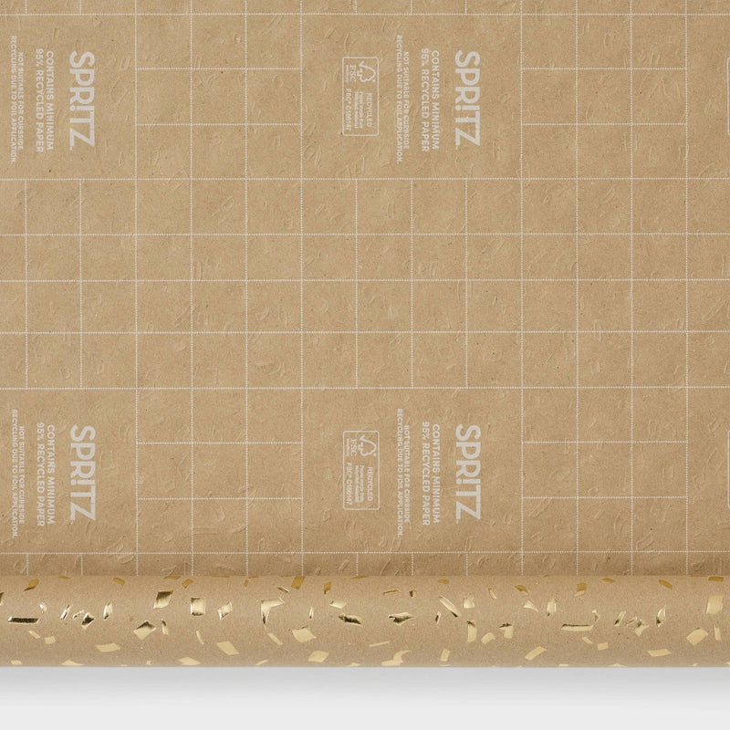 Brown Gold Foil Speckled Gift Wrap - Spritz (LOCAL PICKUP ONLY)