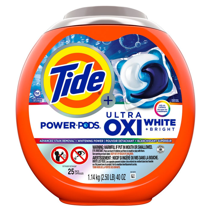 Tide Power Pods Ultra Oxi Whitening HE Compatible Laundry Detergent - 25ct