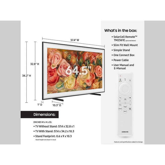 Samsung 65" The Frame QLED HDR UHD 4K Smart TV - Black (QN65LS03D) (LOCAL PICKUP ONLY)