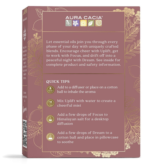 3pk Sunrise to Sunset Essential Oil Set - Aura Cacia: Aromatherapy Trio with Lemon, Rosemary, No Animal Testing