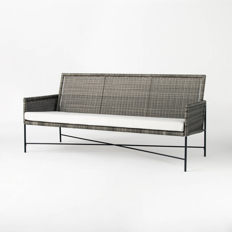 Wicker & Metal X Frame Patio Sofa - Gray - Threshold designed with Studio McGee (LOCAL PICKUP ONLY)