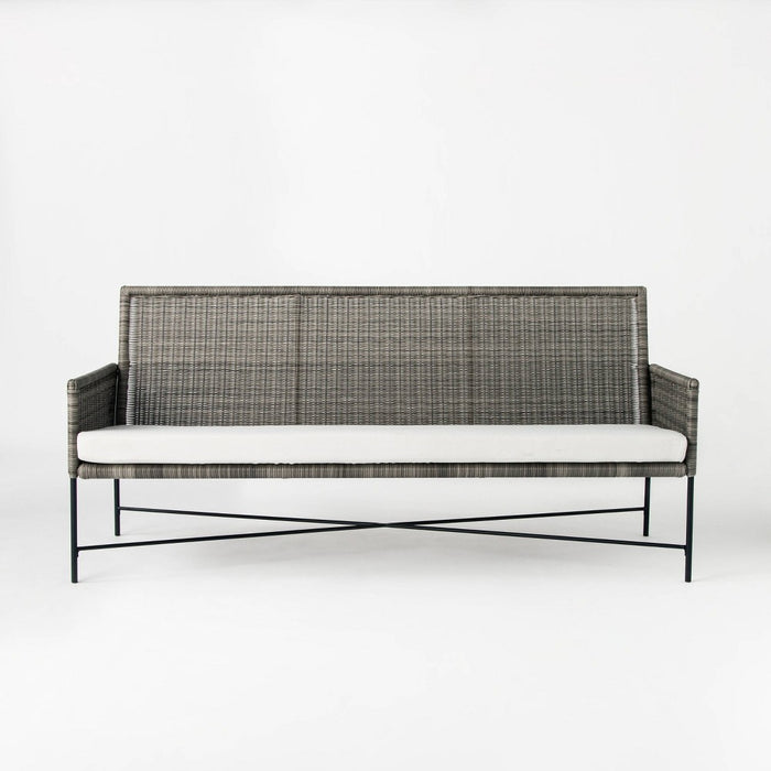 Wicker & Metal X Frame Patio Sofa - Gray - Threshold designed with Studio McGee (LOCAL PICKUP ONLY)
