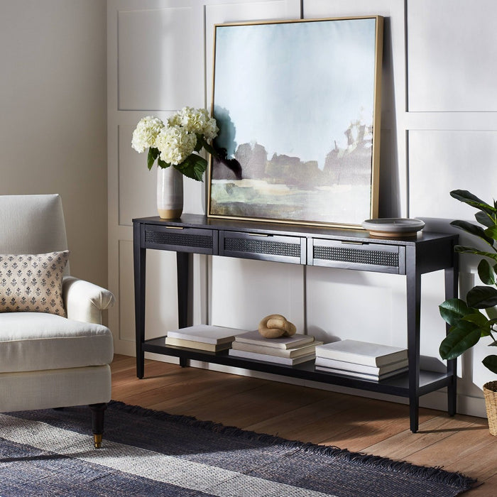 East Bluff Woven Drawer Console Table Black - Threshold designed with Studio McGee: Modern Storage, Metal Hardware (LOCAL PICKUP ONLY)