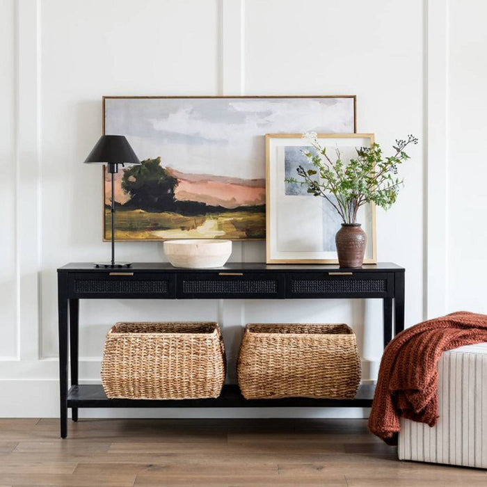 East Bluff Woven Drawer Console Table Black - Threshold designed with Studio McGee: Modern Storage, Metal Hardware (LOCAL PICKUP ONLY)