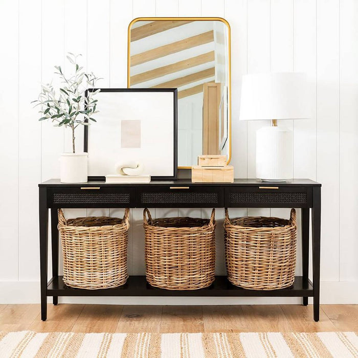 East Bluff Woven Drawer Console Table Black - Threshold designed with Studio McGee: Modern Storage, Metal Hardware (LOCAL PICKUP ONLY)