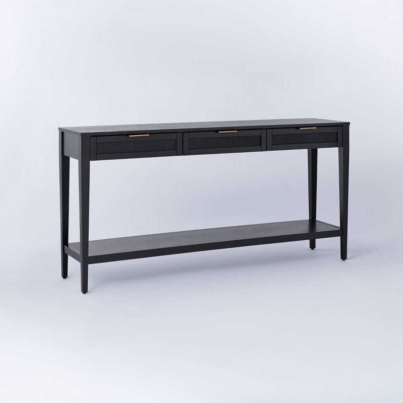East Bluff Woven Drawer Console Table Black - Threshold designed with Studio McGee: Modern Storage, Metal Hardware (LOCAL PICKUP ONLY)