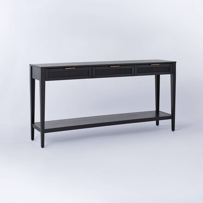 East Bluff Woven Drawer Console Table Black - Threshold designed with Studio McGee: Modern Storage, Metal Hardware (LOCAL PICKUP ONLY)