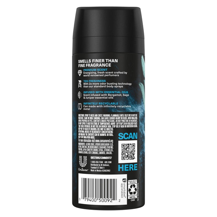 Axe Aqua Bergamot 72-Hour Aluminum-Free Premium Body Spray - Sage + Juniper - 4oz