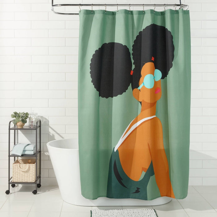 Puffs Shower Curtain Green - Room Essentials