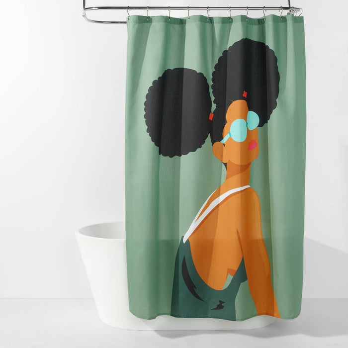 Puffs Shower Curtain Green - Room Essentials