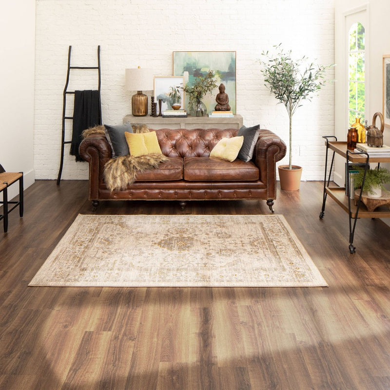 2'6"x3'9" Washable Vintage Tufted Distressed Accent Rug Tan - Threshold (LOCAL PICKUP ONLY)