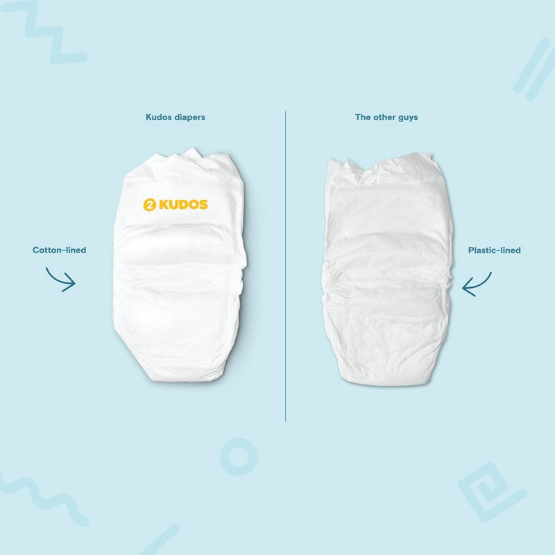 Kudos Chlorine Free Cotton-Lined Disposable Diapers - Size 2 - 72ct