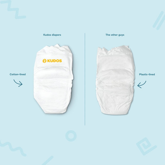 Kudos Chlorine Free Cotton-Lined Disposable Diapers - Size 2 - 72ct