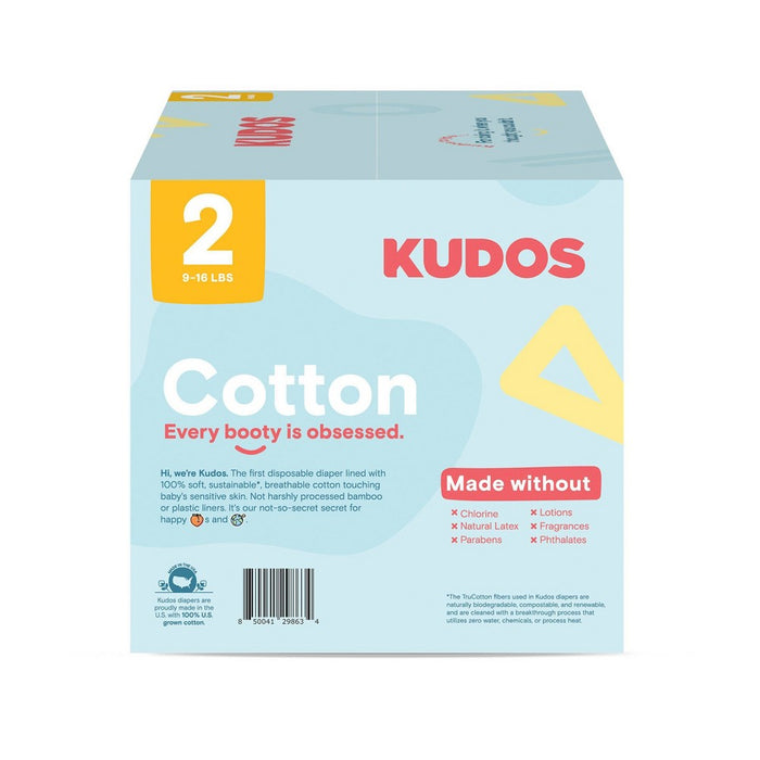 Kudos Chlorine Free Cotton-Lined Disposable Diapers - Size 2 - 72ct