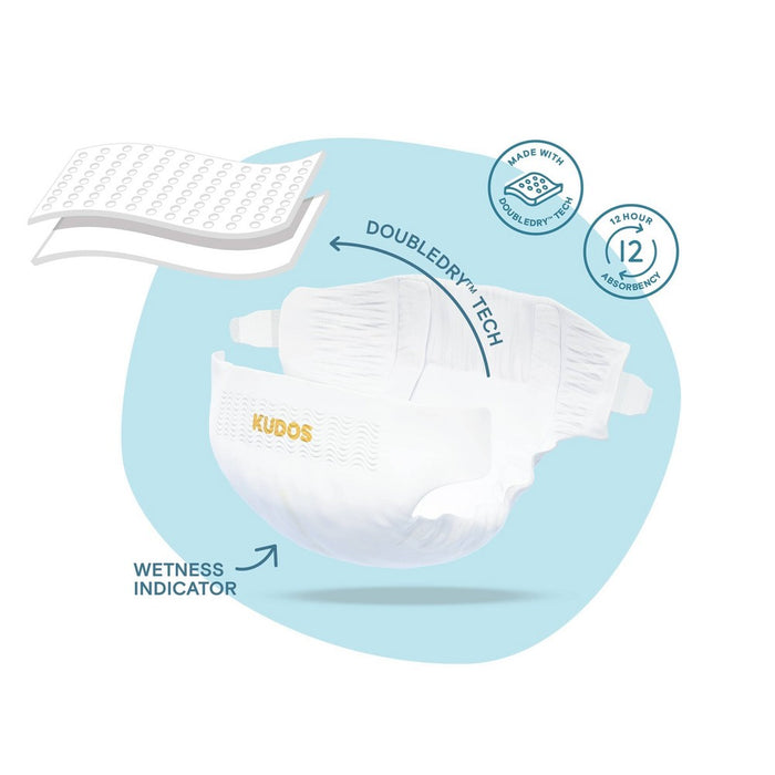 Kudos Chlorine Free Cotton-Lined Disposable Diapers - Size 2 - 72ct