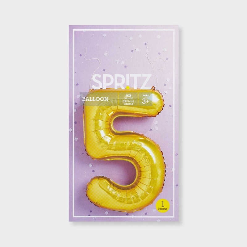 34" Number 5 Foil Balloon - Spritz