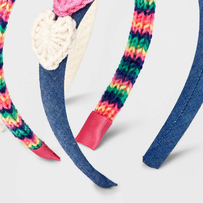Girls' 3pk Crochet Hearts Headband - Cat & Jack