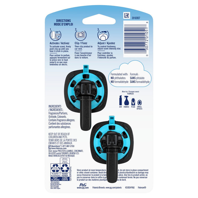 Febreze Car Air Freshener Vent Clip - Platinum Ice Scent - 0.14 fl oz/2pk
