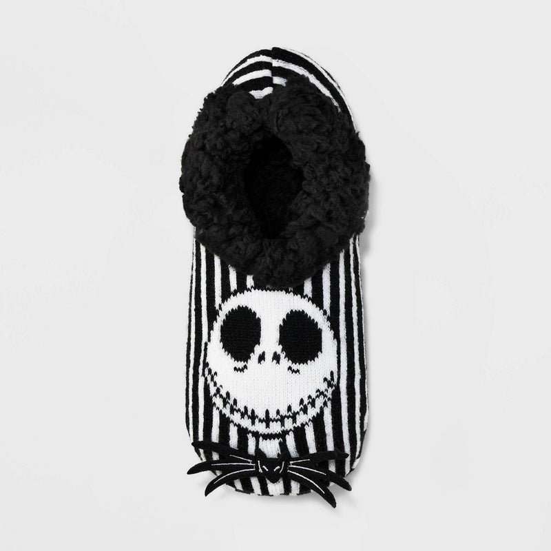 Women's The Nightmare Before Christmas Pull-On Slipper Socks with Grippers - Black/White 4-10