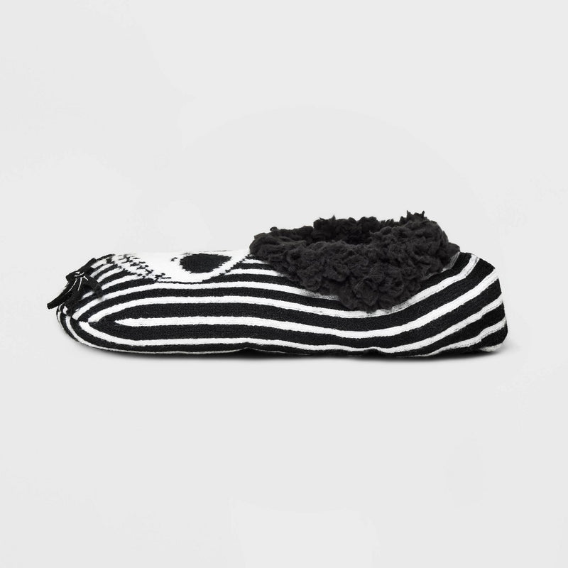 Women's The Nightmare Before Christmas Pull-On Slipper Socks with Grippers - Black/White 4-10