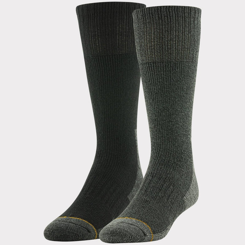 Goldtoe Signature Collection Men's Recycled Heavyweight Marl Crew Boot Socks 2pk - Charcoal Gray/Black 6-12.5