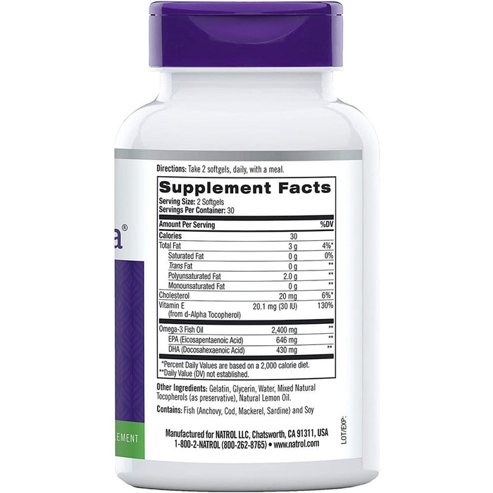 Natrol Omegas And Fish Oil Extreme Omega 2,400 mg Softgel - Lemon 60ct