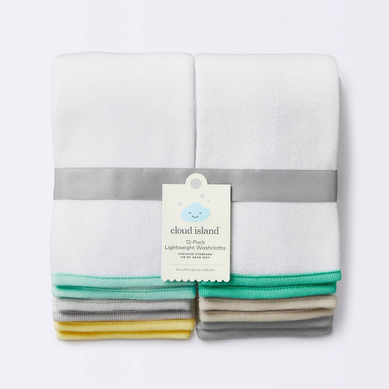 Baby 12pk Washcloth Set - Cloud Island White