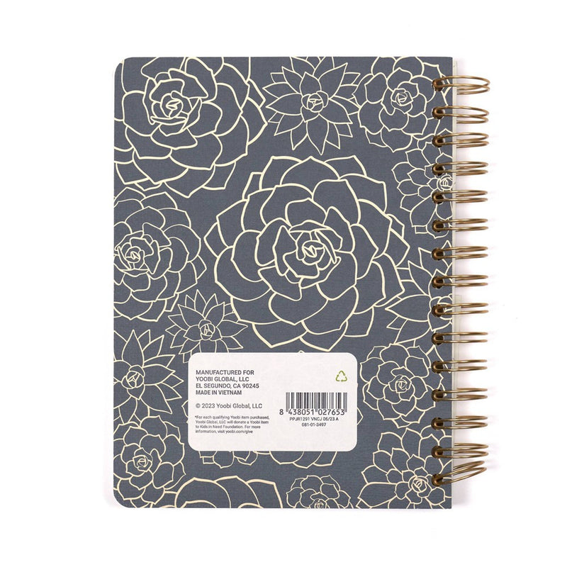 100 Sheet College Ruled evolve Journal 6"x8" Spiral Soft Cover Navy Succulents - Yoobi