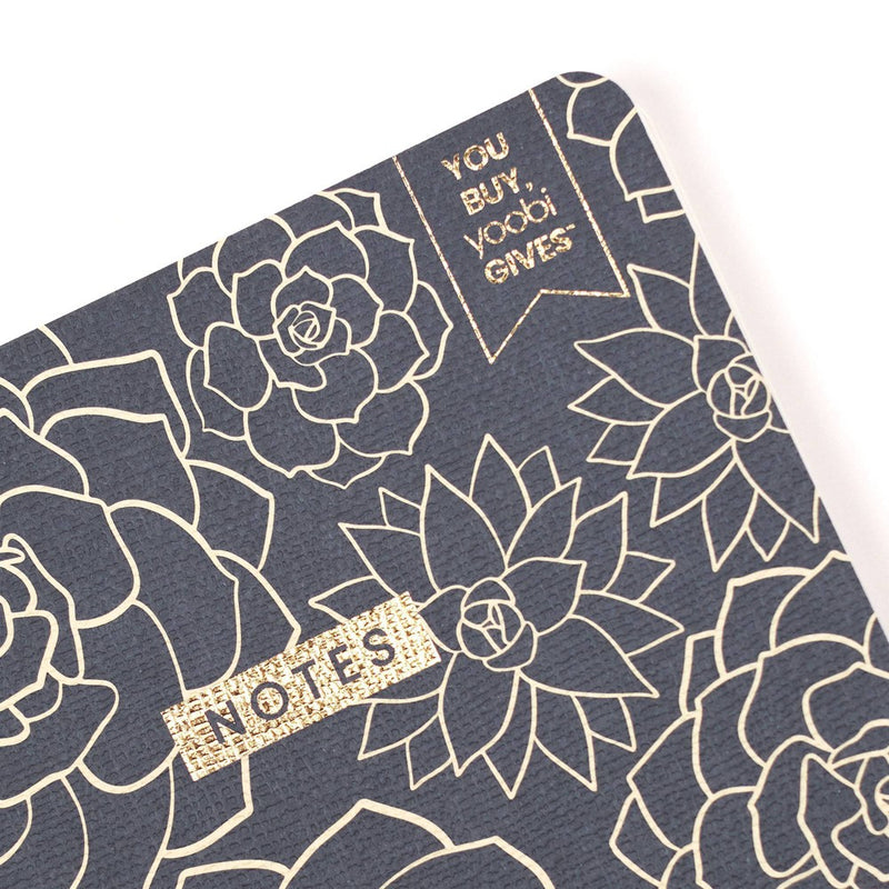 100 Sheet College Ruled evolve Journal 6"x8" Spiral Soft Cover Navy Succulents - Yoobi