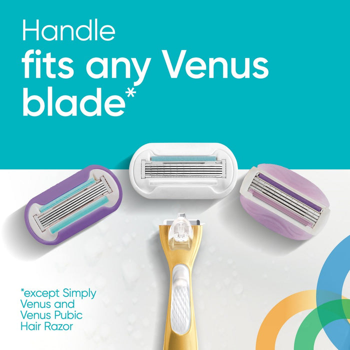 Venus Deluxe Smooth Gold Women's Razor Handle + 2 Blade Refills