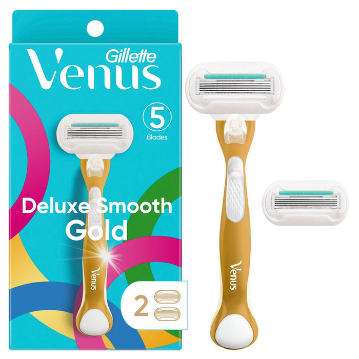 Venus Deluxe Smooth Gold Women's Razor Handle + 2 Blade Refills