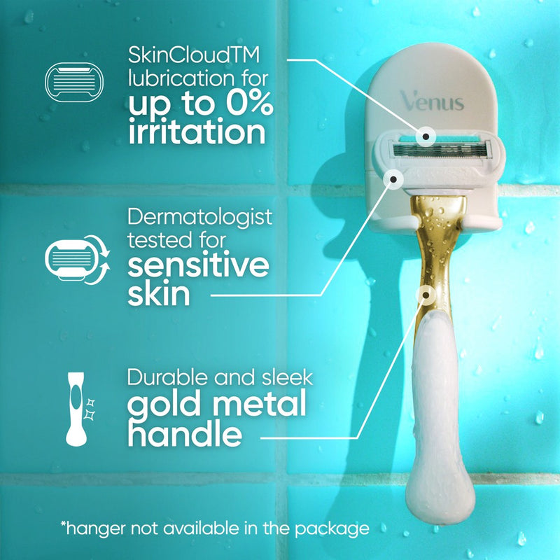Venus Deluxe Smooth Gold Women's Razor Handle + 2 Blade Refills
