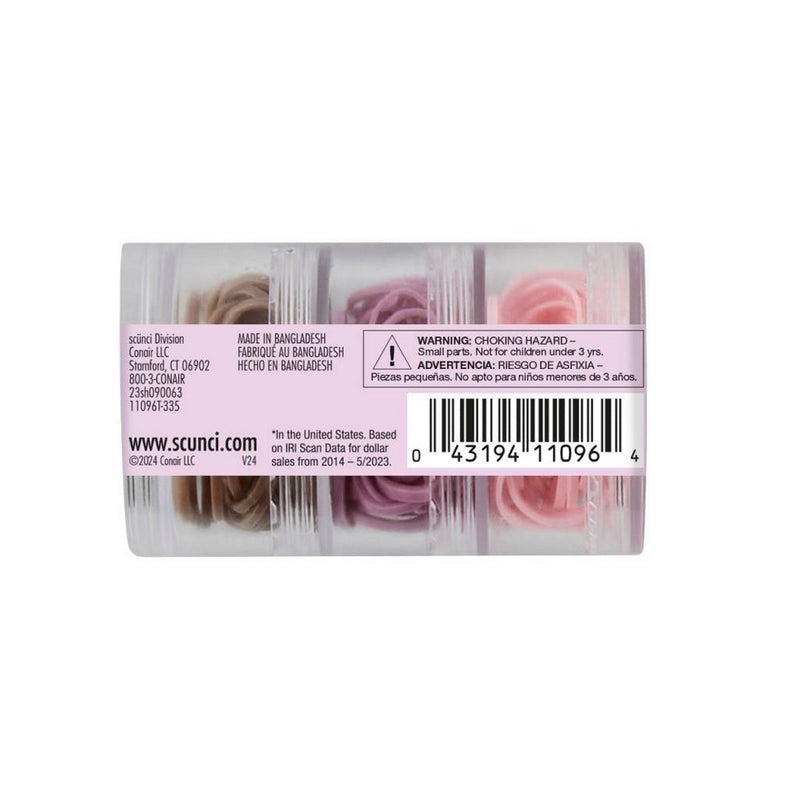 scunci Polyband Elastic Hair Ties - Pink/Mauve/Brown - 180pk