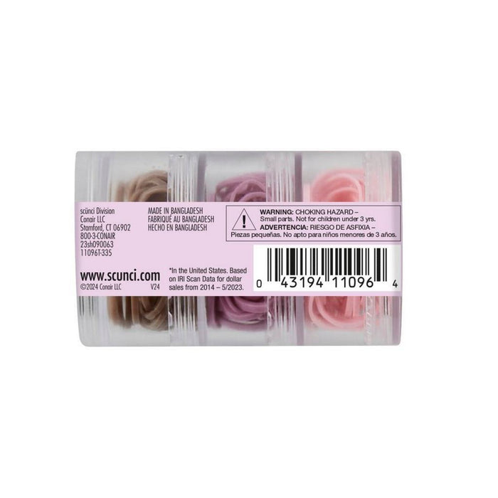 scunci Polyband Elastic Hair Ties - Pink/Mauve/Brown - 180pk