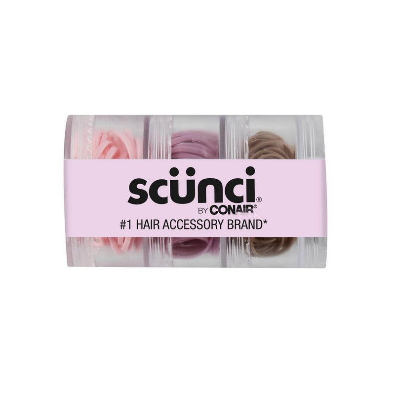 scunci Polyband Elastic Hair Ties - Pink/Mauve/Brown - 180pk