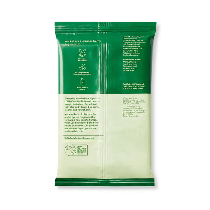 Fragrance Free Hand and Face Wipes - 20ct - Everspring