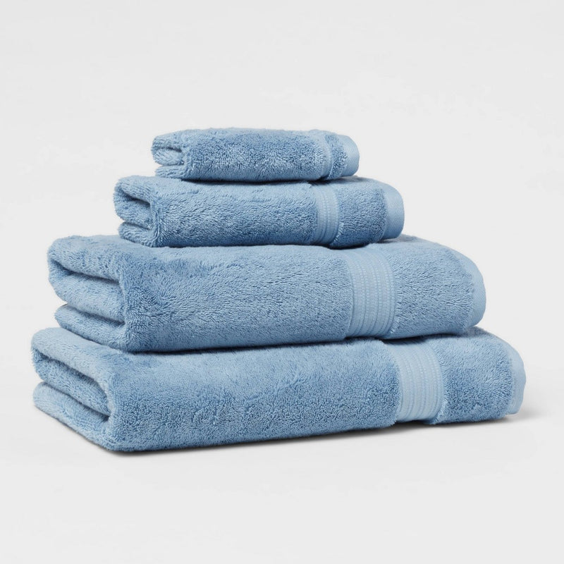 Total Fresh Antimicrobial Hand Towel Blue - Threshold: 100% Cotton, Low Lint, Machine Washable, Terry Cloth