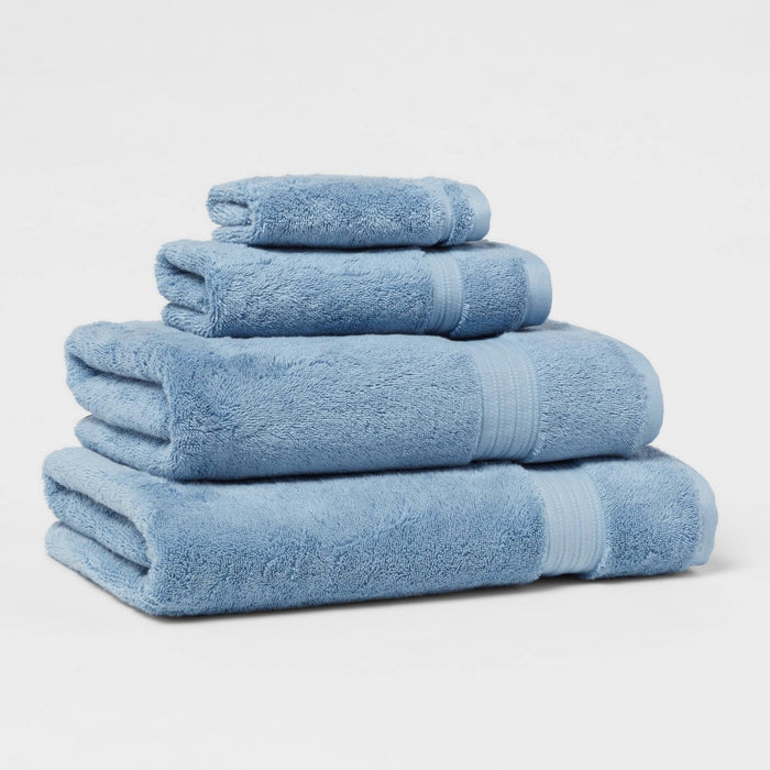 Total Fresh Antimicrobial Hand Towel Blue - Threshold: 100% Cotton, Low Lint, Machine Washable, Terry Cloth