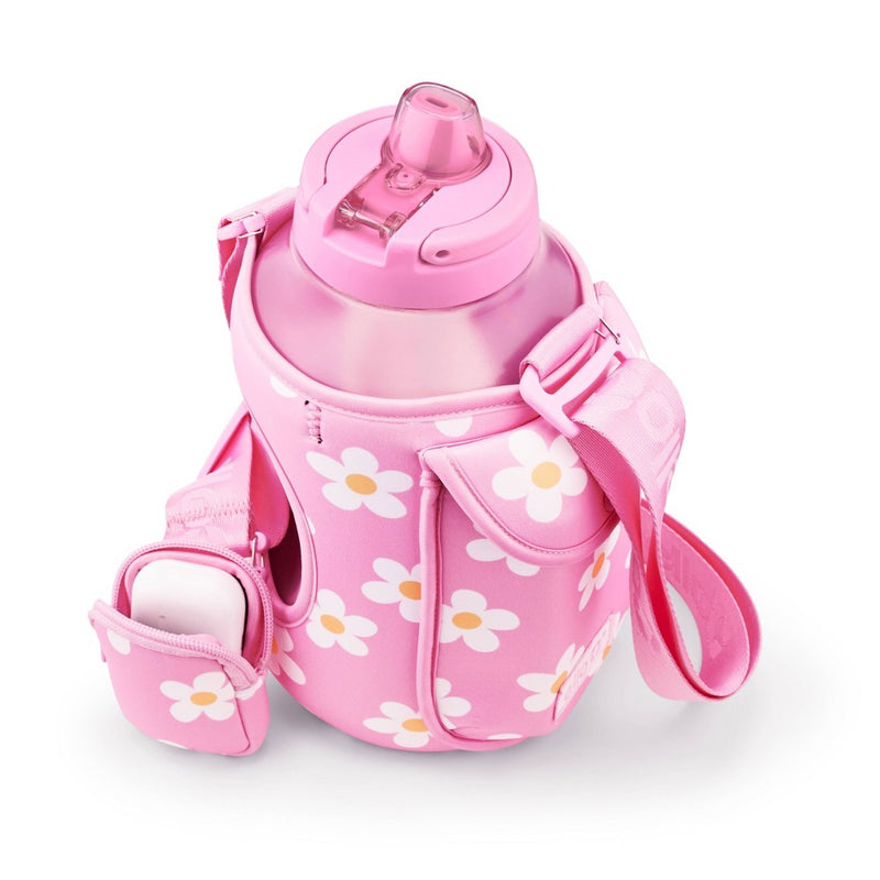 Ello 64oz Water Bottle with Bag Pink Daisy
