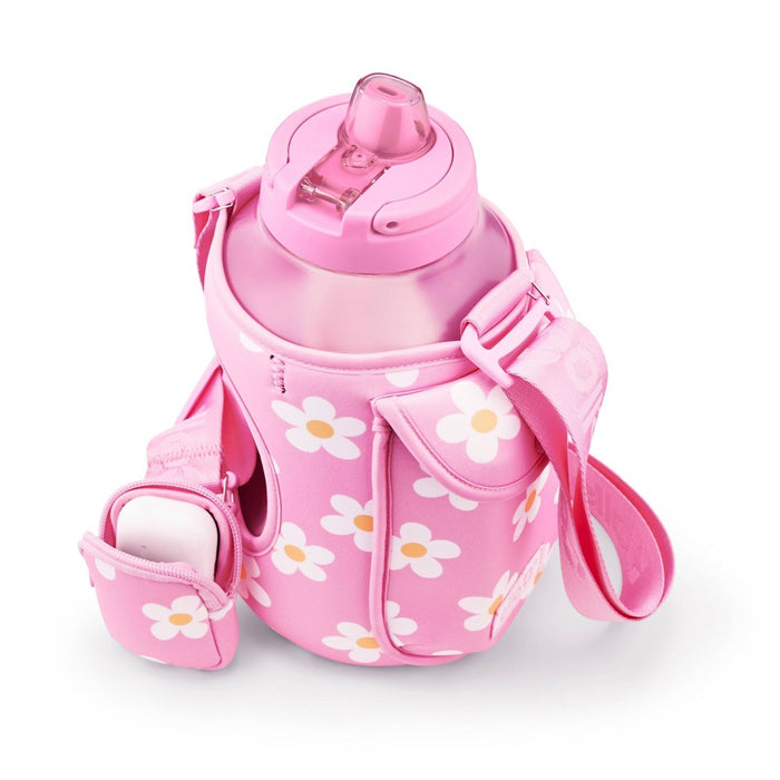 Ello 64oz Water Bottle with Bag Pink Daisy