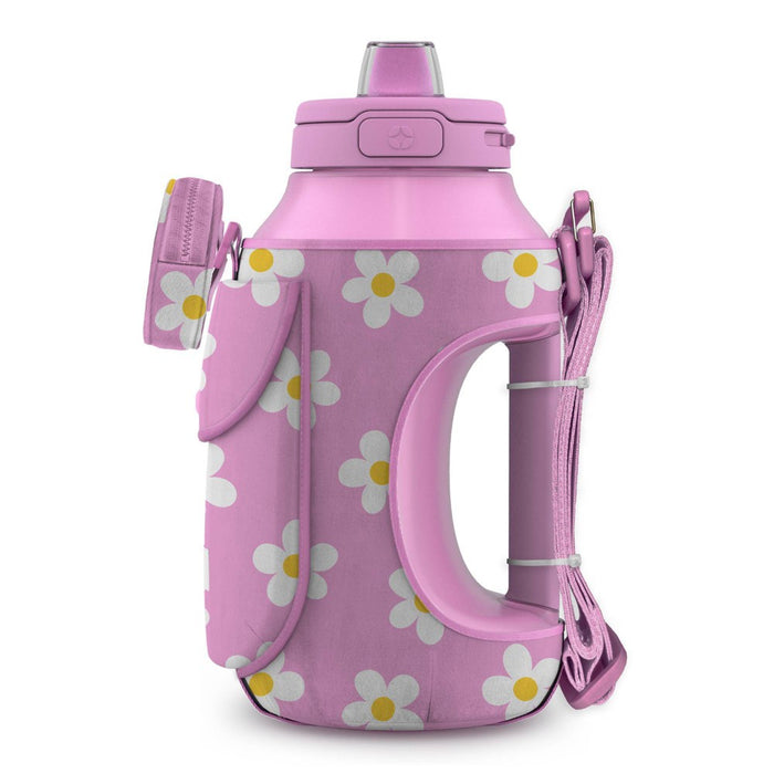Ello 64oz Water Bottle with Bag Pink Daisy