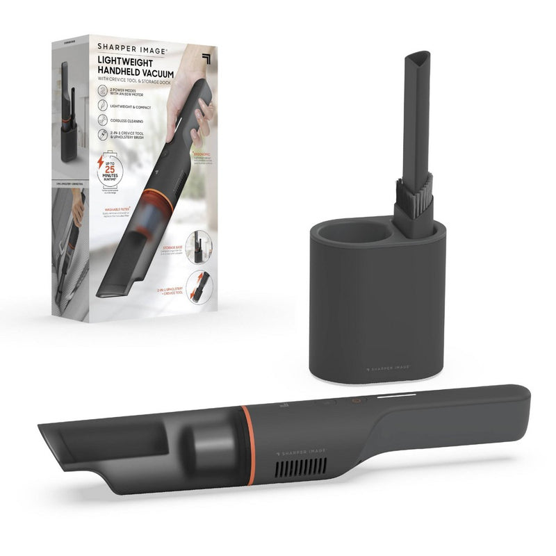Sharper Image Lightweight Handheld Vacuum with 2-In-1 Upholstery & Crevice Tool, Cordless Black